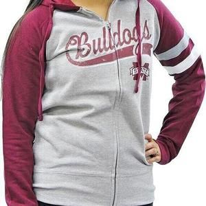 NWT WOMENS - NCAA MISSISSIPPI STATE BULLDOGS ZIPPERED TIE HOODIE CHEST LOGO